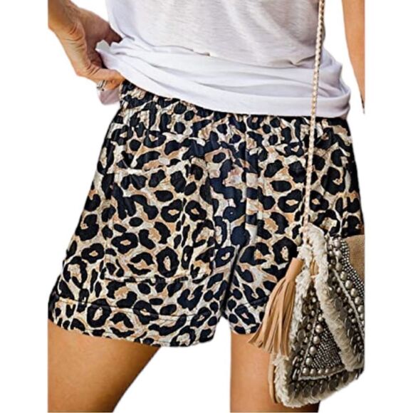 NWOT animal print shorts sz XL drawstring waist by Mosucoirl stretchy - Picture 3 of 16